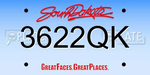 3622QK South Dakota License Plate
