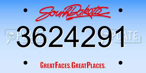 3624291 South Dakota License Plate