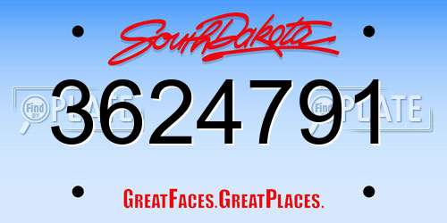 3624791 South Dakota License Plate