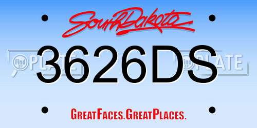 3626DS South Dakota License Plate