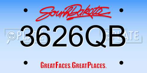 3626QB South Dakota License Plate