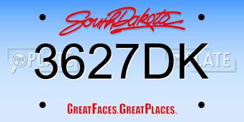 3627DK South Dakota License Plate