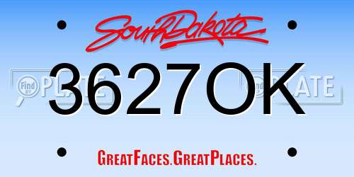 3627OK South Dakota License Plate
