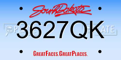 3627QK South Dakota License Plate