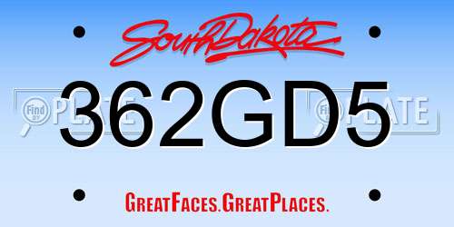362GD5 South Dakota License Plate