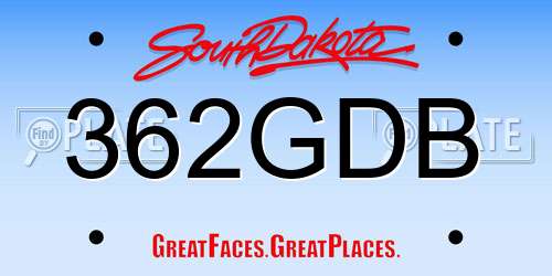 362GDB South Dakota License Plate