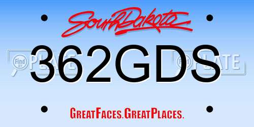 362GDS South Dakota License Plate