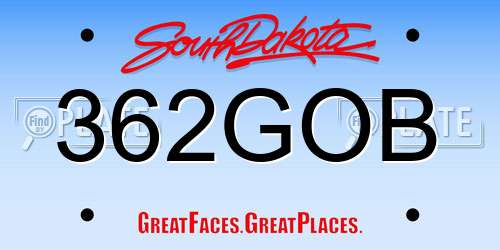362GOB South Dakota License Plate