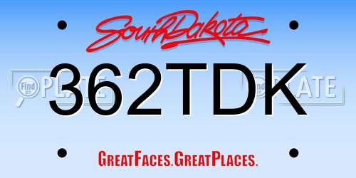 362TDK South Dakota License Plate