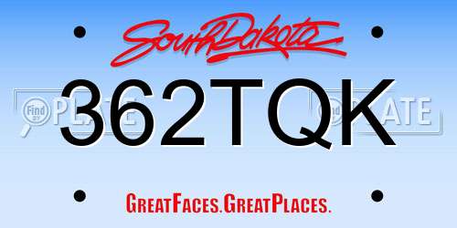 362TQK South Dakota License Plate