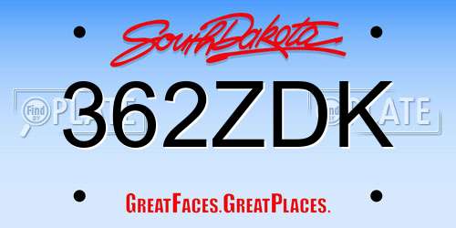 362ZDK South Dakota License Plate