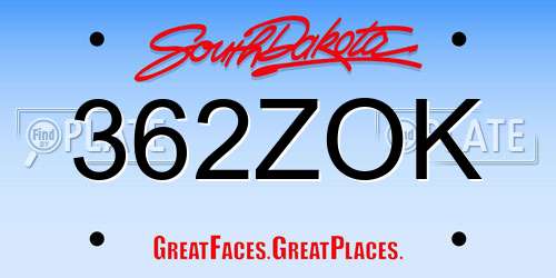 362ZOK South Dakota License Plate