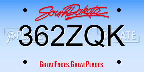 362ZQK South Dakota License Plate