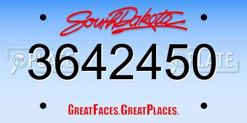 3642450 South Dakota License Plate