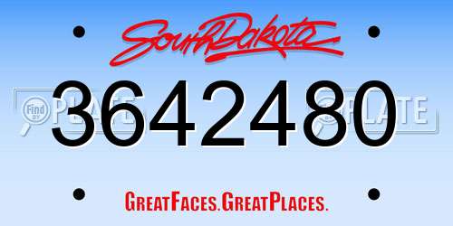 3642480 South Dakota License Plate