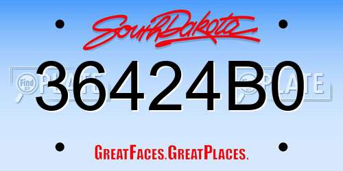 36424B0 South Dakota License Plate