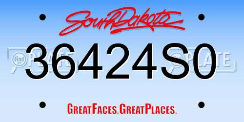 36424S0 South Dakota License Plate