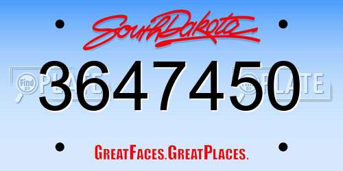 3647450 South Dakota License Plate