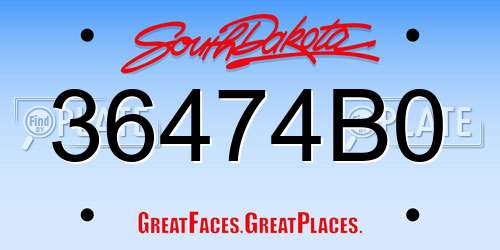 36474B0 South Dakota License Plate
