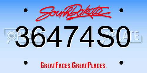 36474S0 South Dakota License Plate