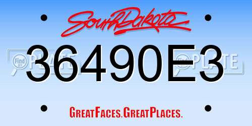 36490E3 South Dakota License Plate