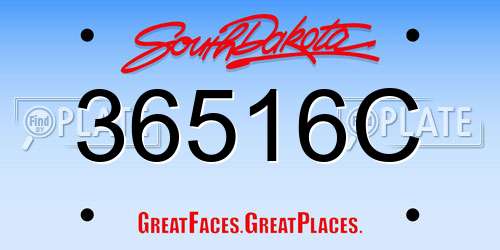 36516C South Dakota License Plate