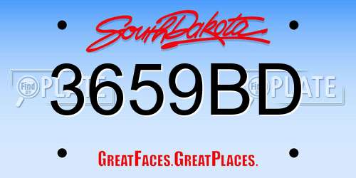 3659BD South Dakota License Plate