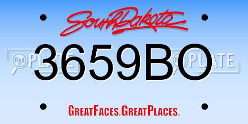 3659BO South Dakota License Plate