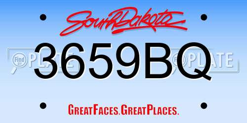 3659BQ South Dakota License Plate