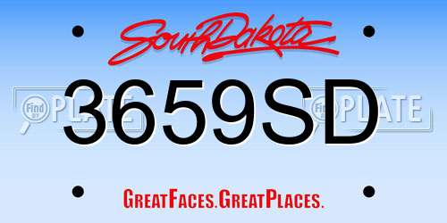 3659SD South Dakota License Plate