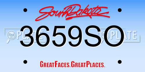 3659SO South Dakota License Plate