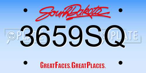 3659SQ South Dakota License Plate