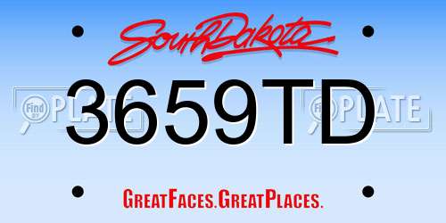3659TD South Dakota License Plate