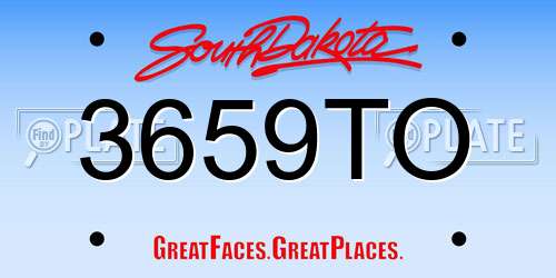 3659TO South Dakota License Plate