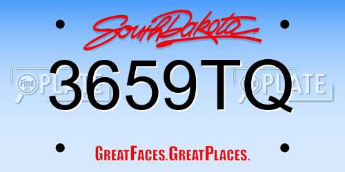 3659TQ South Dakota License Plate