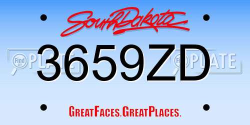 3659ZD South Dakota License Plate