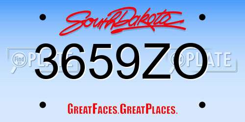 3659ZO South Dakota License Plate