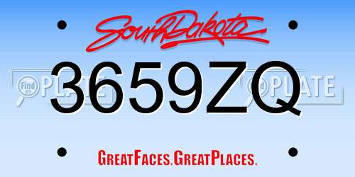 3659ZQ South Dakota License Plate