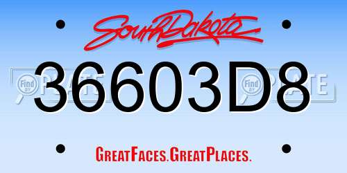 36603D8 South Dakota License Plate
