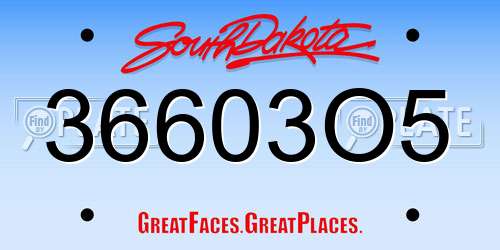 36603O5 South Dakota License Plate