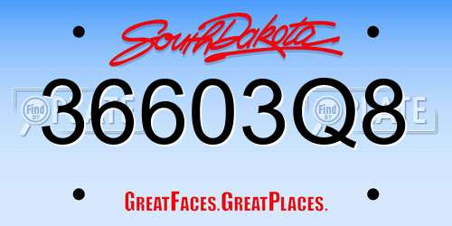 36603Q8 South Dakota License Plate