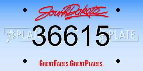 36615 South Dakota License Plate