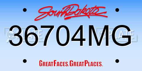 36704MG South Dakota License Plate