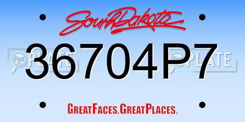 36704P7 South Dakota License Plate