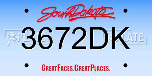 3672DK South Dakota License Plate