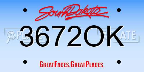 3672OK South Dakota License Plate