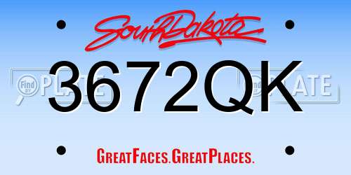 3672QK South Dakota License Plate