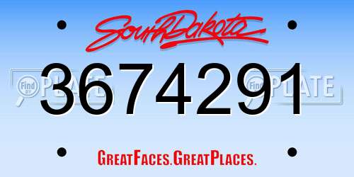 3674291 South Dakota License Plate
