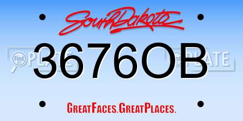 3676OB South Dakota License Plate