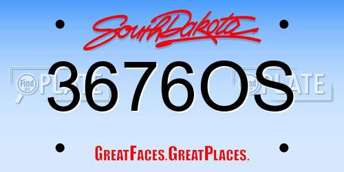3676OS South Dakota License Plate
